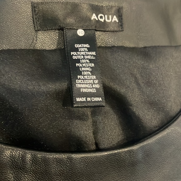 AQUA Luxe Puff-Sleeve Faux Leather Top - Size 10 - Picture 5 of 6